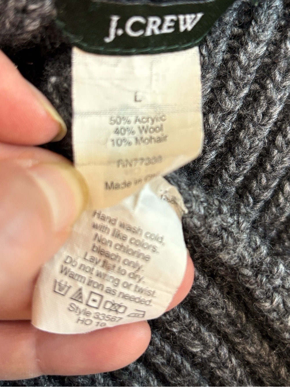 J.Crew Grey Wool Mohair Chunky Shawl Collar Cardigan Sweater Size L - Picture 15 of 15